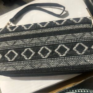 Boho black and White Patterned Clutch
